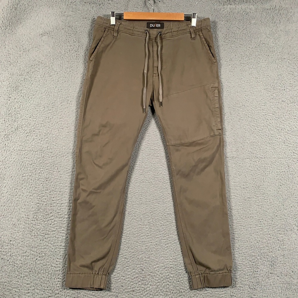 DU/ER Live Lite Jogger Pants Mens 34x29 Brown Slim Utility Stretch No Sweat T2X